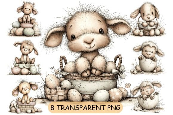 Download Whimsical Easter Lamb PNG Clipart Bundle - Premium Resources