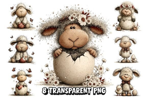Download 8 Cute Whimsical Easter Lamb PNG Clipart - Premium Resources